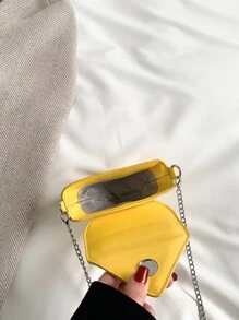 Nuevo bolso de mano de verano, versátil, con cadena, mini, vintage, triángulo, corazón, bolso para niños, Papá Noel, Navidad, cadena mini, punk, Y2K, bolso de mujer, Copa Europea, Copa Mundial de Fútbol, lindo, moda, unicolor, amarillo, ligero, portátil, vacaciones, casual, bolso de mujer - Amarillo - Ver 9