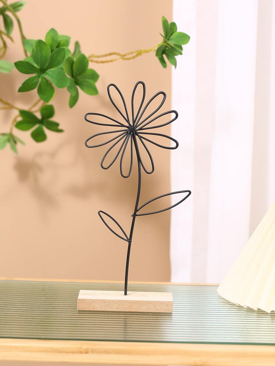 1 Đồ vật trang trí bằng sắt, Thiết kế hoa hiện đại Thủ công trang trí cho gia đình - màu đen - Xem 1