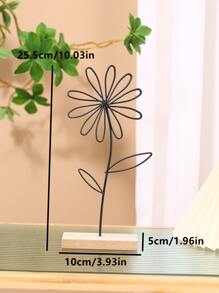 1 Đồ vật trang trí bằng sắt, Thiết kế hoa hiện đại Thủ công trang trí cho gia đình - màu đen - Xem 4