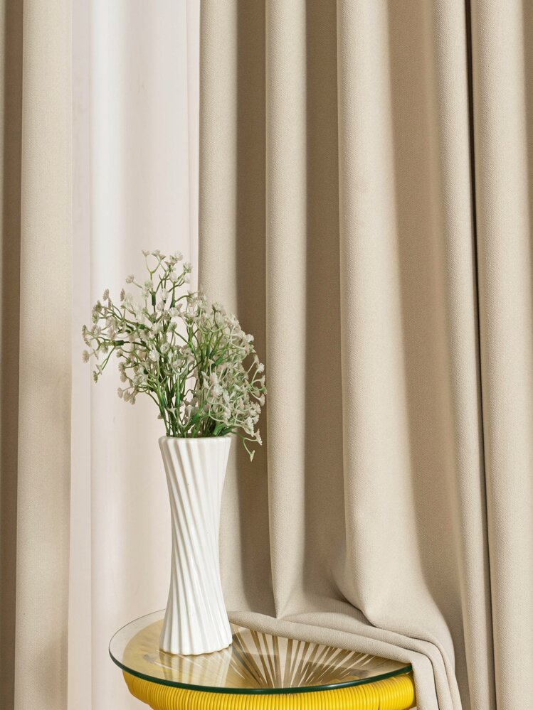 1 Đồng Màu Mất Điện Màn Tối Giản Polyester Đơn Bảng Mất Điện Màn Cho Gia Đình - Màu Khaki - Xem 1