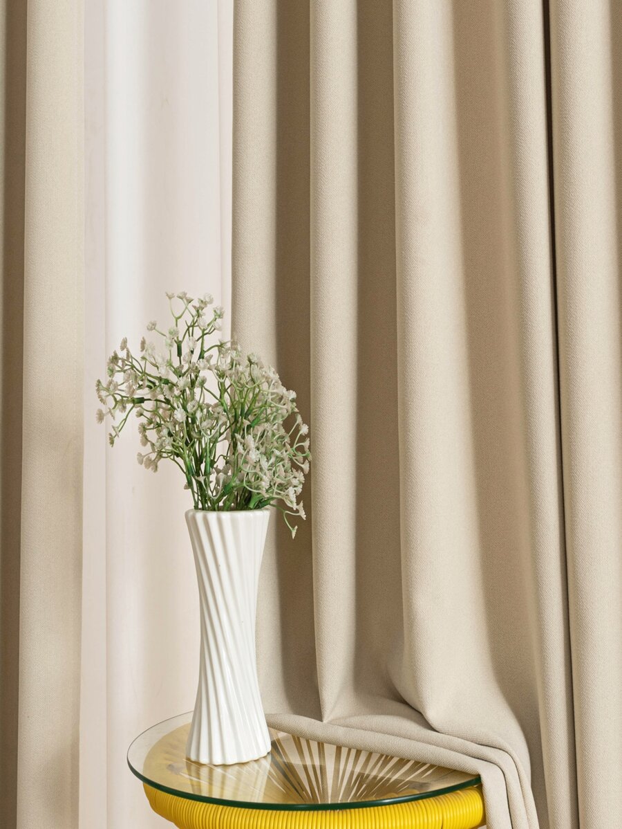 1 Đồng Màu Mất Điện Màn Tối Giản Polyester Đơn Bảng Mất Điện Màn Cho Gia Đình - Màu Khaki - Xem 1