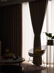 1 Đồng Màu Mất Điện Màn Tối Giản Polyester Đơn Bảng Mất Điện Màn Cho Gia Đình - Màu Khaki - Xem 4