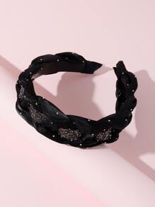 1入組女士水鑽裝飾編織細節奢華髮箍 - 彩色 - 查看 2