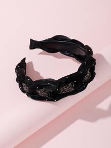 1入組女士水鑽裝飾編織細節奢華髮箍 - 彩色 - 查看 4