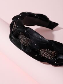 1入組女士水鑽裝飾編織細節奢華髮箍 - 彩色 - 查看 5