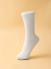 1 双女士休闲/商务罗纹袜，适合日常穿着、户外散步、旅行、秋季袜子 - 白色 - 查看 2