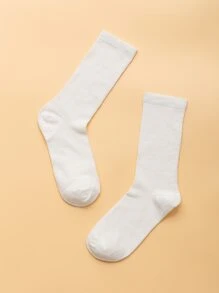 1 双女士休闲/商务罗纹袜，适合日常穿着、户外散步、旅行、秋季袜子 - 白色 - 查看 3