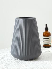 1pc Solid Color Plastic Flower Vase, Artificial Flower Vase For Table Centerpiece, Home Decor, Wedding Boho Decoration, Unbreakable Fake Flower Vase, 5.9 Inches Tall - Dark Grey - View 1