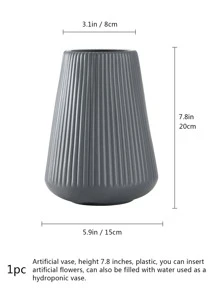 1pc Solid Color Plastic Flower Vase, Artificial Flower Vase For Table Centerpiece, Home Decor, Wedding Boho Decoration, Unbreakable Fake Flower Vase, 5.9 Inches Tall - Dark Grey - View 3