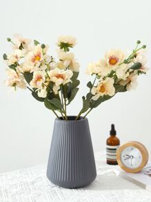 1pc Solid Color Plastic Flower Vase, Artificial Flower Vase For Table Centerpiece, Home Decor, Wedding Boho Decoration, Unbreakable Fake Flower Vase, 5.9 Inches Tall - Dark Grey - View 6