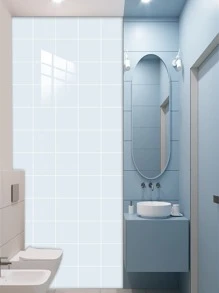 10 Cái/bộ PVC Giấy Dán Tường, Keo Dán Tường Hoa Văn Gạch Hiện Đại Cuộn Cho Gia Đình - Màu xanh Cadet - Xem 1