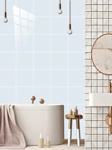 10 Cái/bộ PVC Giấy Dán Tường, Keo Dán Tường Hoa Văn Gạch Hiện Đại Cuộn Cho Gia Đình - Màu xanh Cadet - Xem 5