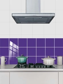 10pcs/set PVC Kitchen Sticker, Minimalist Light Purple Wall Renovation Sticker For Kitchen - Mauve Purple - View 4