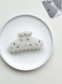 OUSEON 1pc Women Star Pattern Rhinestone Decor Fashionable Hair Claw For Daily Life Cute Casual Claw Clips Hair Clips Hair Jaw Clip Hair Clamps Hair Clutch Hair Catcher Clip Fall Winter Hair Accessories For Women For Vacation Outfits Woman - White - View 5