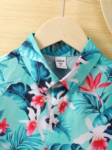 Boys Tropical Print Shirt - Mint Green - View 3