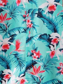 Boys Tropical Print Shirt - Mint Green - View 4