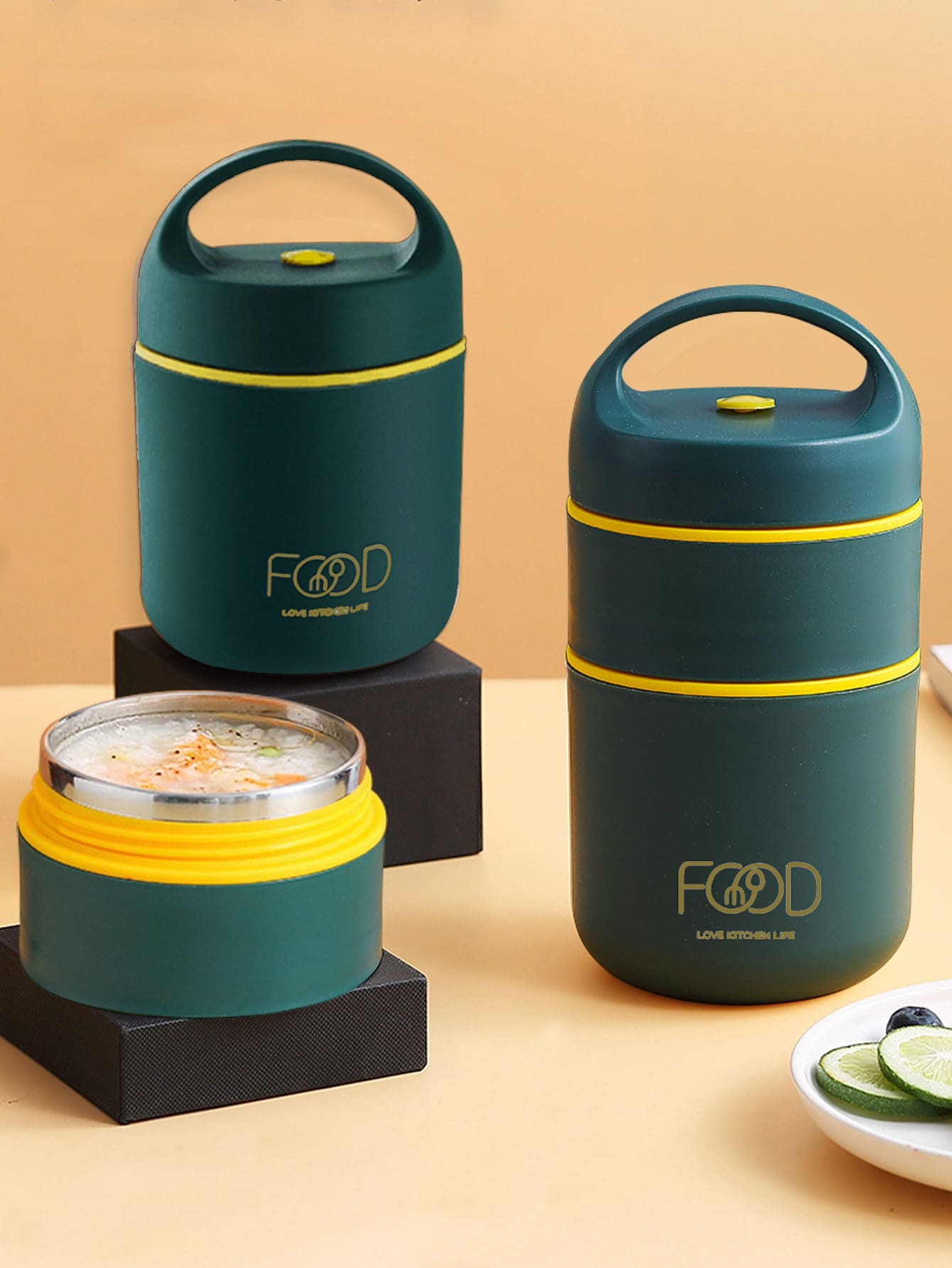 1pc Stainless Steel Lunch Box, Slogan Graphic Lunch Box For Office Work School - Multicolor - View 1