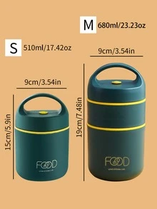 1pc Stainless Steel Lunch Box, Slogan Graphic Lunch Box For Office Work School - Multicolor - View 2