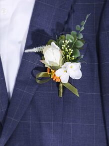 2pcs Flower Decor Boutonniere - Multicolor - View 2