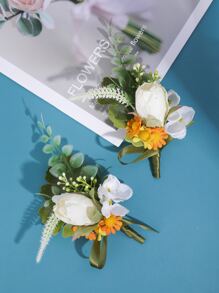 2pcs Flower Decor Boutonniere - Multicolor - View 3