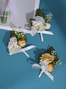 3 cái Trang trí hoa unisex Boutonniere thời trang, cho đám cưới - Nhiều màu - Xem 1