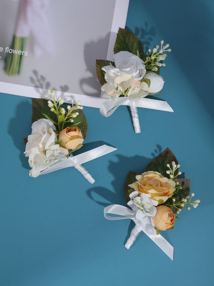 3 cái Trang trí hoa unisex Boutonniere thời trang, cho đám cưới - Nhiều màu - Xem 1