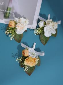 3 cái Trang trí hoa unisex Boutonniere thời trang, cho đám cưới - Nhiều màu - Xem 4