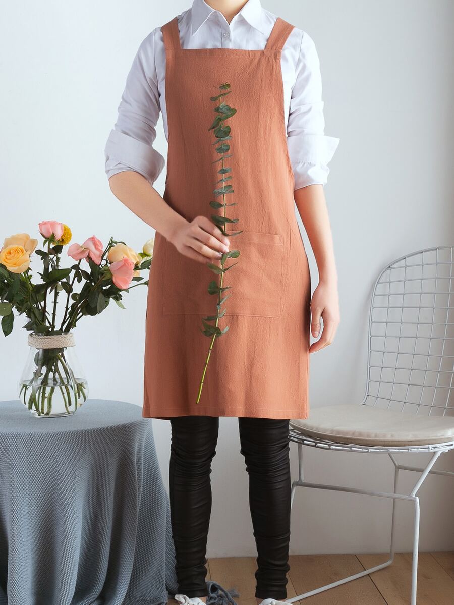 1 tạp dề acrylic, Tạp dề nấu ăn màu nâu tối giản cho nhà bếp - trái cam - Xem 1
