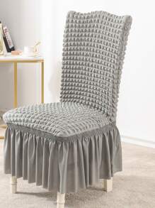 1 Polyester Bọc Ghế Ăn, Tối Giản Màu Xám Họa Tiết Xù Viền Ghế Phòng Ăn Bọc Cho Phòng Ăn - Màu Xám nhạt - Xem 1