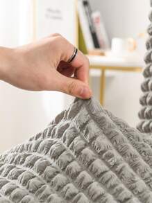 1 Polyester Bọc Ghế Ăn, Tối Giản Màu Xám Họa Tiết Xù Viền Ghế Phòng Ăn Bọc Cho Phòng Ăn - Màu Xám nhạt - Xem 2