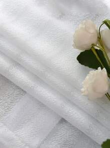 織物紗簾極簡白色濾光隱私透明窗簾適用於客廳臥室 - 白色 - 查看 5