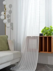 織物紗簾極簡白色濾光隱私透明窗簾適用於客廳臥室 - 白色 - 查看 6