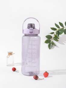 1入組2L個人電腦水瓶極簡帶時間標記和吸管蓋水瓶適用於室內和戶外 - 紫色 - 查看 1