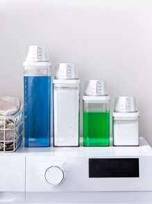 1入組收納盒，家用簡約透明多功能洗衣液收納盒帶量杯 - 無色 - 查看 3