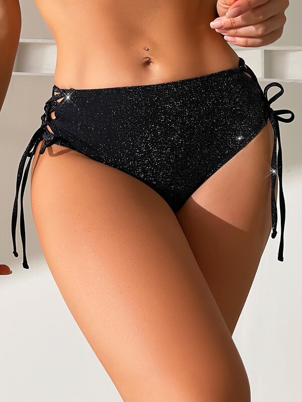 Lace Up Side Bikini Bottom SHEIN USA