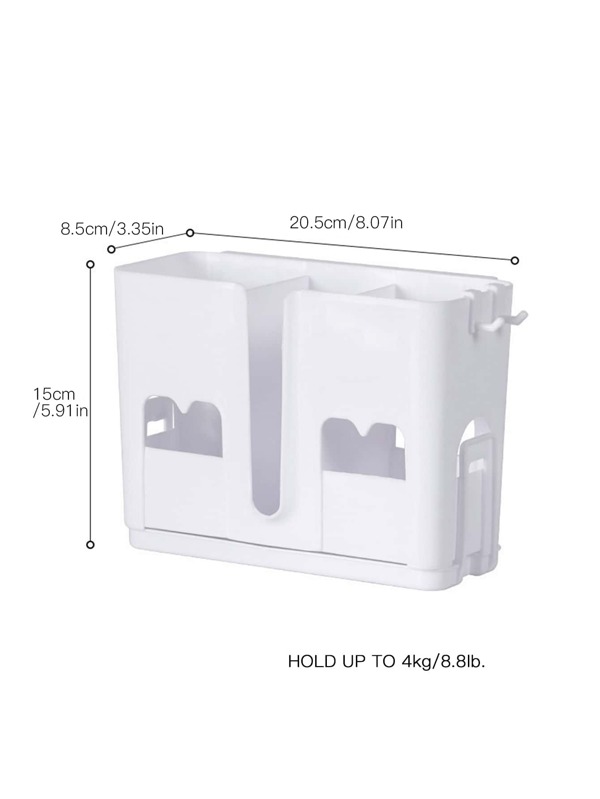 1pc Plastic Flatware Storage Box, Creative White Wall Mounted Flatware