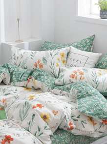 3 cái/bộ Bộ Vỏ Chăn In Hoa (1 Vỏ Chăn & 2 Vỏ Gối), Bộ Chăn Ga Gối Cottagecore Polyester Cho Tất Cả Các Mùa - Nhiều màu - Xem 4