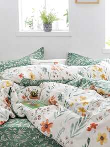 3 cái/bộ Bộ Vỏ Chăn In Hoa (1 Vỏ Chăn & 2 Vỏ Gối), Bộ Chăn Ga Gối Cottagecore Polyester Cho Tất Cả Các Mùa - Nhiều màu - Xem 5