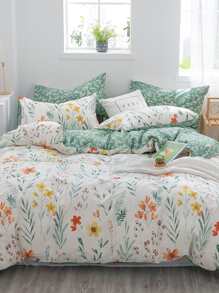3 cái/bộ Bộ Vỏ Chăn In Hoa (1 Vỏ Chăn & 2 Vỏ Gối), Bộ Chăn Ga Gối Cottagecore Polyester Cho Tất Cả Các Mùa - Nhiều màu - Xem 6