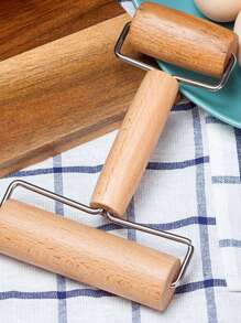 1 pieza Rodillo de masa madera harina simple para cocina - Caqui - Ver 6