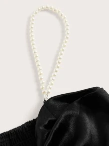 GENKIRA Áo khoác và áo lót dành cho xe tăng nữ Ngọc trai Nơ bướm lớn màu trơn Thanh lịch - màu đen - Xem 3