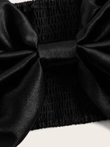 GENKIRA Áo khoác và áo lót dành cho xe tăng nữ Ngọc trai Nơ bướm lớn màu trơn Thanh lịch - màu đen - Xem 4