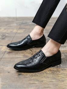 男士鱷魚壓紋正裝樂福鞋 - 黑色 - 查看 6