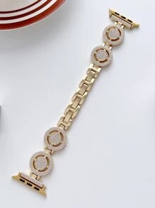 Correa de reloj con micrófono de diamantes de imitación compatible con Apple Watch 38/40/41/42/44/45/46/49mm, adecuada para Apple Watch Ultra/SE/Series 10/9/8/7/6/5/4/3/2/1 - Dorado - Ver 1