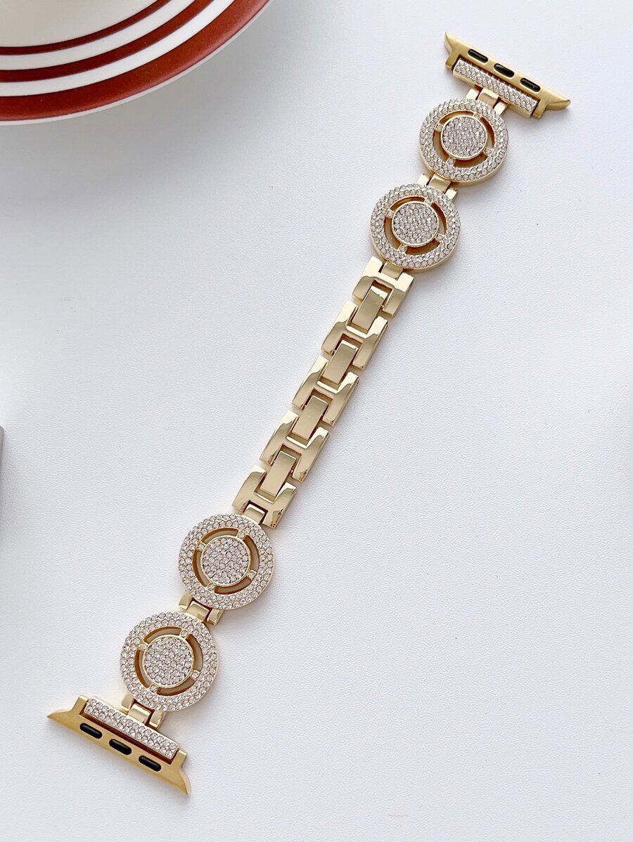 Correa de reloj con micrófono de diamantes de imitación compatible con Apple Watch 38/40/41/42/44/45/46/49mm, adecuada para Apple Watch Ultra/SE/Series 10/9/8/7/6/5/4/3/2/1 - Dorado - Ver 1