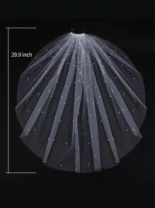 1 chiếc khăn voan cô dâu kiểu lãng mạn đính ngọc trai giả dành cho nữ, phụ kiện mùa thu cho ngày Valentine. - trắng - Xem 4