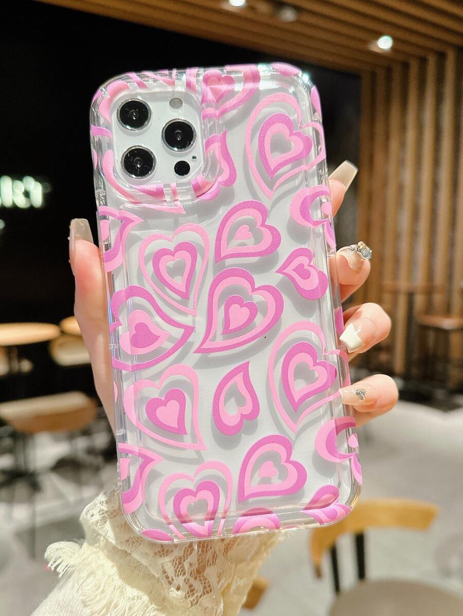 Ốp điện thoại trong suốt họa tiết trái tim - Nhiều màu - Xem 1