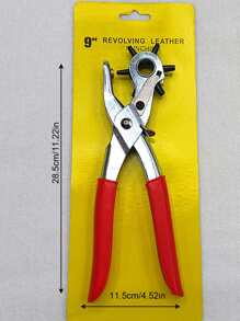 1pc Belt Hole Puncher, Simple Stainless Steel Multifunction Punch Tool For Belt - Red - View 3