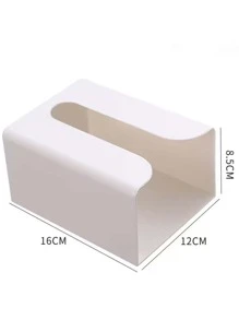 1入組塑料紙巾收納盒簡約免打孔壁掛式家用紙巾盒蓋架 - 白色 - 查看 2