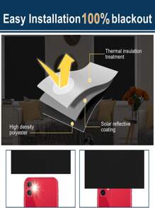 滌綸單片窗簾現代主義素色黑色單片遮光窗簾適用於臥室和客廳四季皆宜 - 黑色 - 查看 5